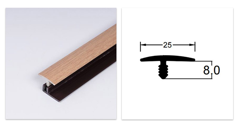 25*8mm T-shaped PVC Floor Transition Strip