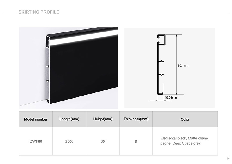 Aluminum alloy skirting profiles