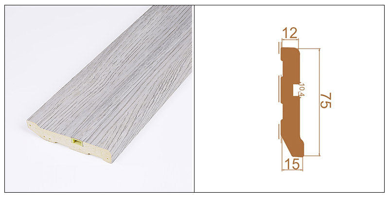 75*15mm PVC Hidden Nail Solid Skirting Board