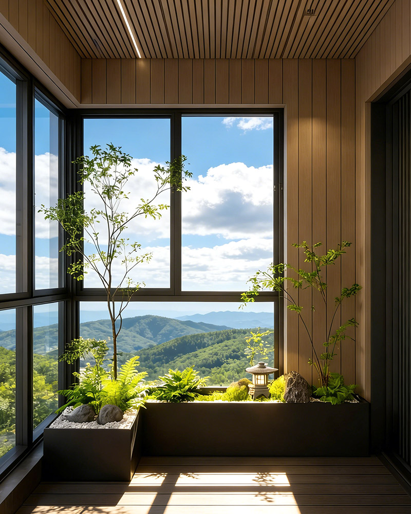 WPC wall panels are used on balcony walls