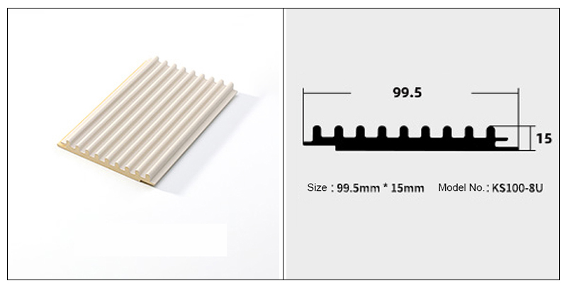 99.5*15mm Half-round Solid Fluted Wall Panels