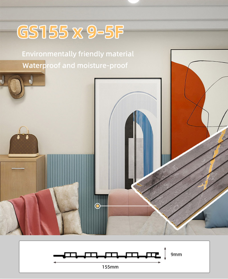 155*17mm Waterproof PVC Fluted Hollow Wall Panel