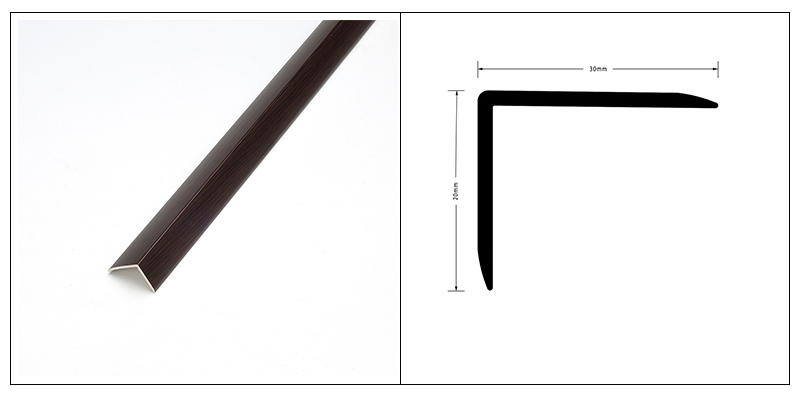 30*25mm PVC L-shaped Solid Wood Flooring Edging Strips