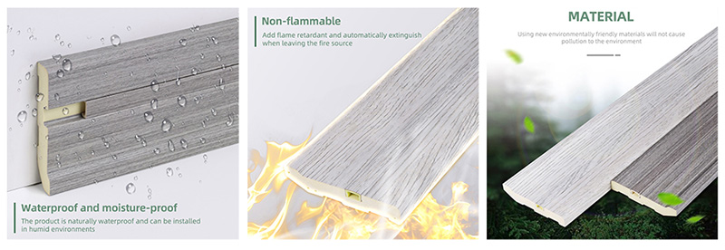 75*15mm PVC Hidden Nail Solid Skirting Board
