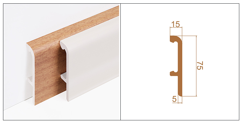 75*15mm PVC Clip-on Skirting Board