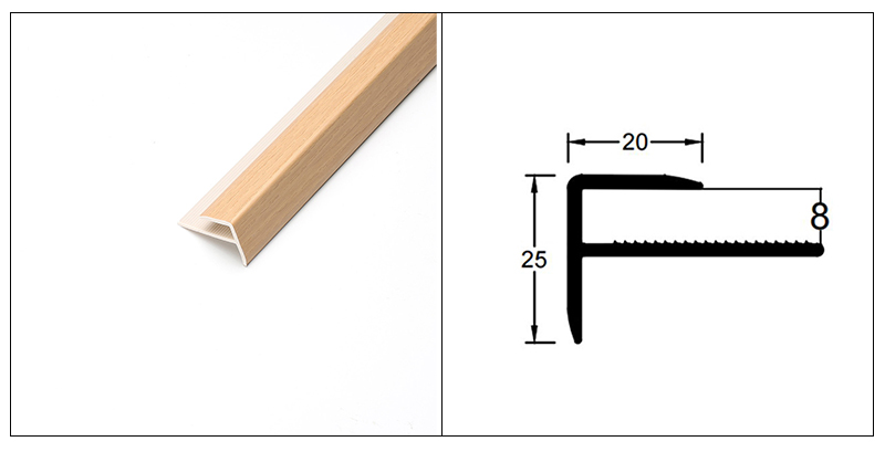 20*25mm F-shaped PVC Stair Nosing Profiles