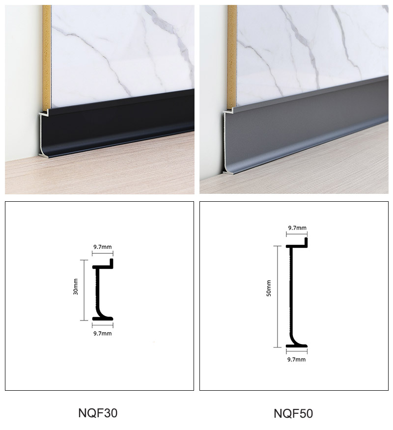 30*9.7mm Recessed Aluminium Skirting Board