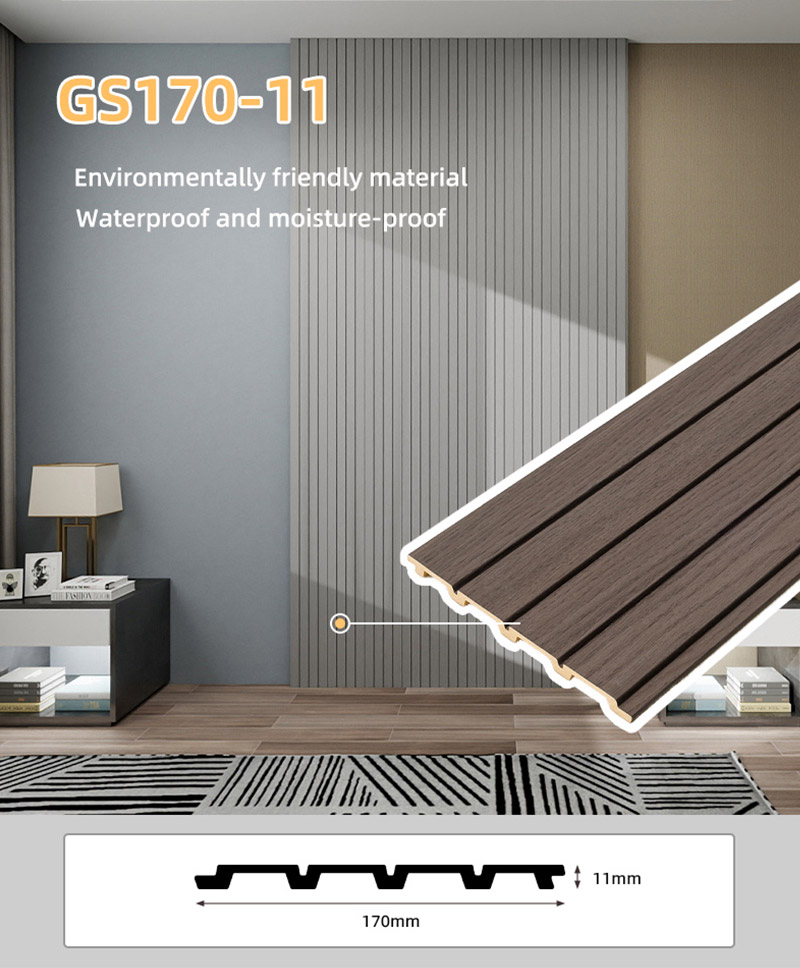 170*11mm Wood Finish PVC Fluted Wall Panels