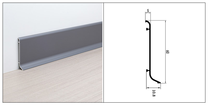 60*14.6mm Aluminum Alloy Skirting Board