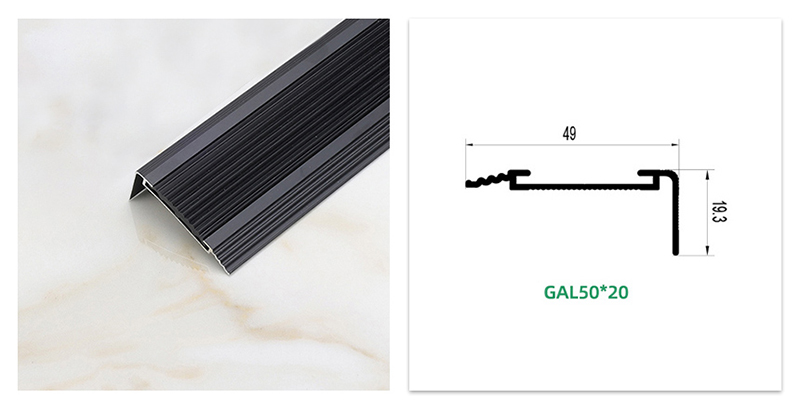 Stair Edge Nosing Trim With Rubber Insert