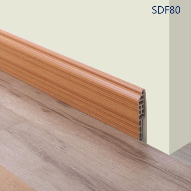 8cm Waterproof Wood Grain PVC Skirting Boards for Home Decoration-SDF80
