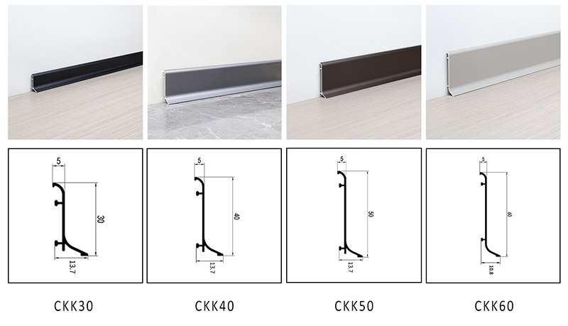 50*14.6mm Aluminum Alloy Skirting Board