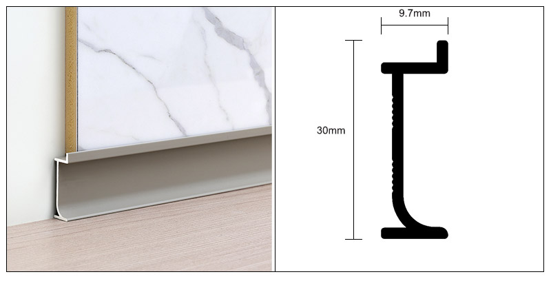 30*9.7mm Recessed Aluminium Skirting Board