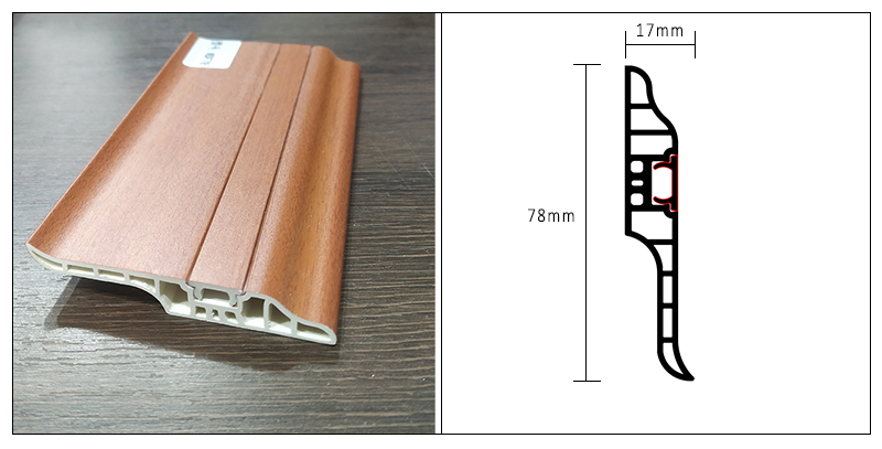 78*17mm PVC Lambs Tongue Hidden Nail Skirting Board