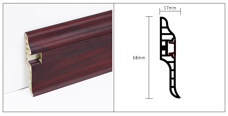 68*17mm PVC Lamb's Tongue Skirting Board