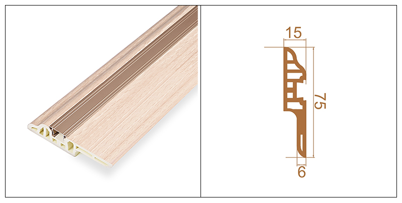 75*15mm PVC Lambs Tongue Hidden Nail Skirting Board