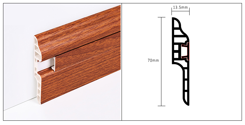 70*13.5mm PVC Lambs Tongue Skirting Board