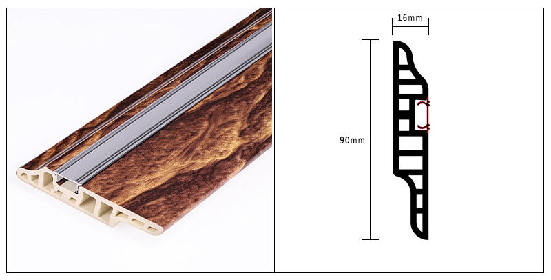 90*16mm PVC Lambs Tongue Hidden Nail Skirting Board
