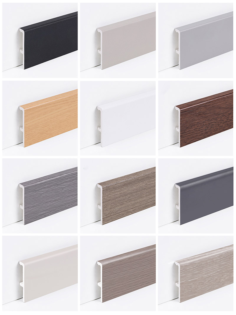 Application scenarios 1. Applicable wall-floor joints: Applicable to wall-floor joints within 12mm 2. Applicable floor types: Applicable to SPC floors, laminate floors, solid wood floors, marble floors, tile floors, etc.