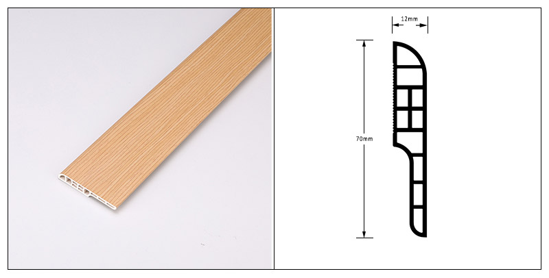 70*12mm SPC Bullnose Skirting Board