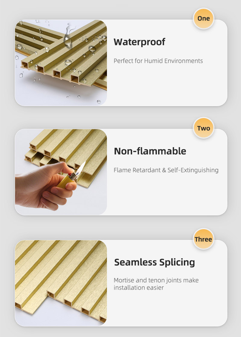 155*17mm Metallic Gold Fluted Wall Panel