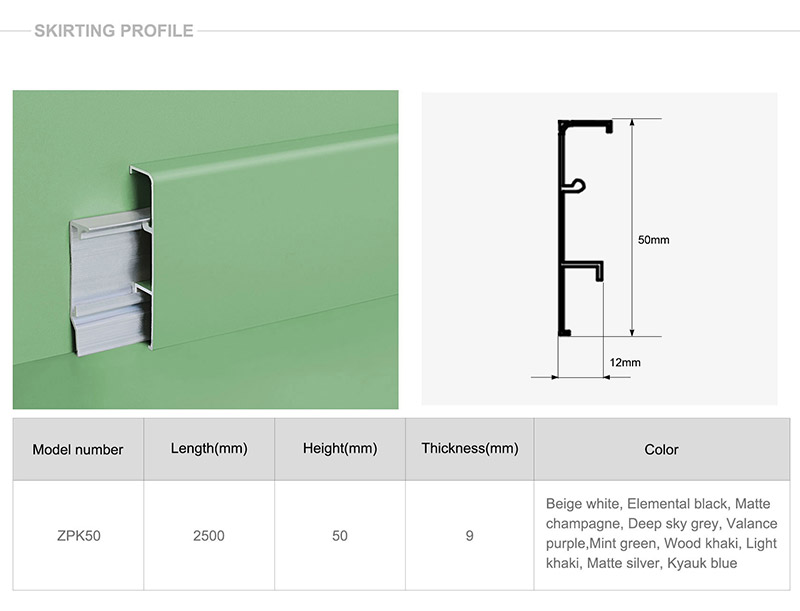 50*9mm Metal Baseboard
