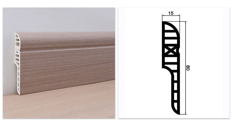 80*15mm PVC Pencil Round Waterproof Skirting Board