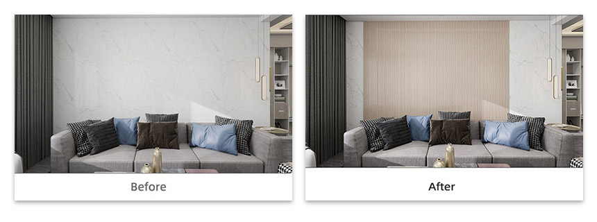 gold white marble finish solid half-round wall panel