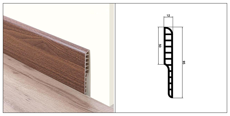 95*12mm PVC Pencil Round Skirting Board