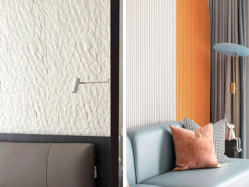 soft stone panel and a PVC wall panel