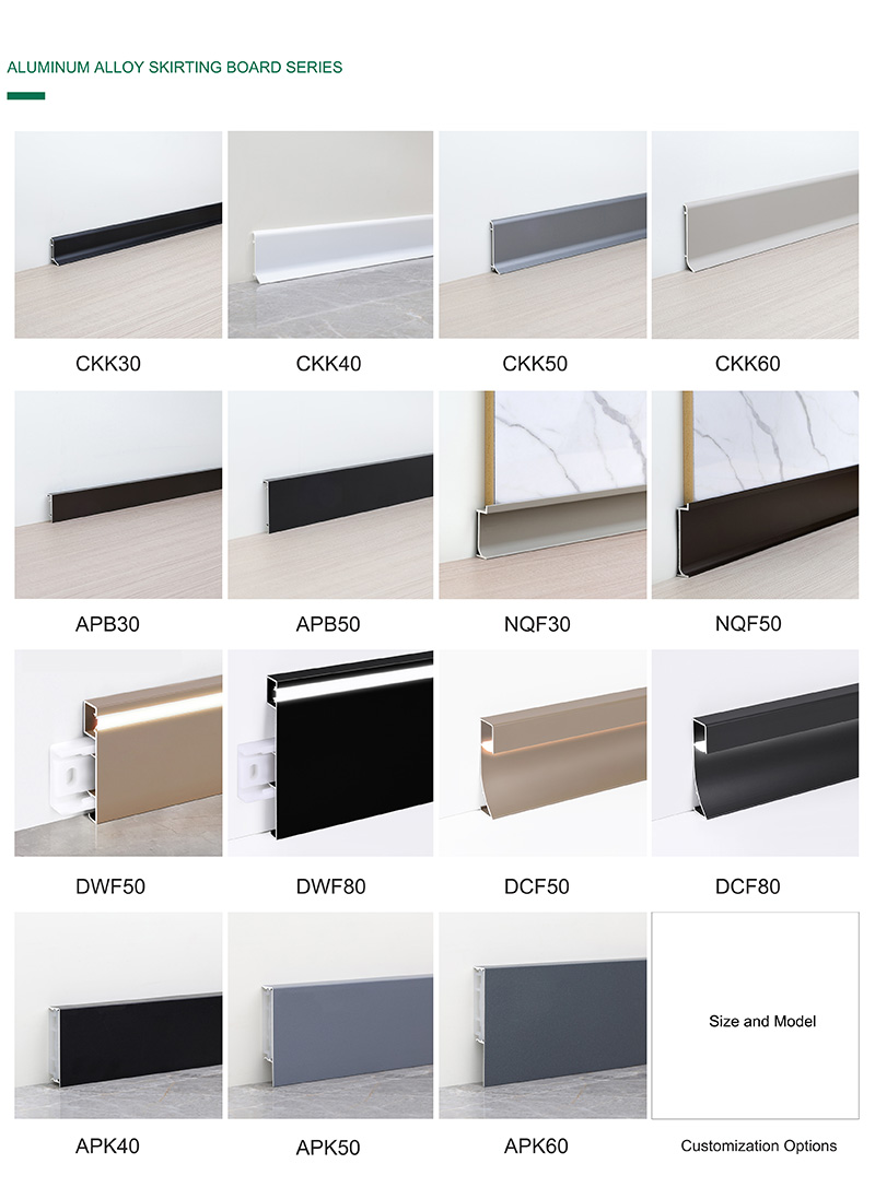 50*14.6mm Aluminum Alloy Skirting Board