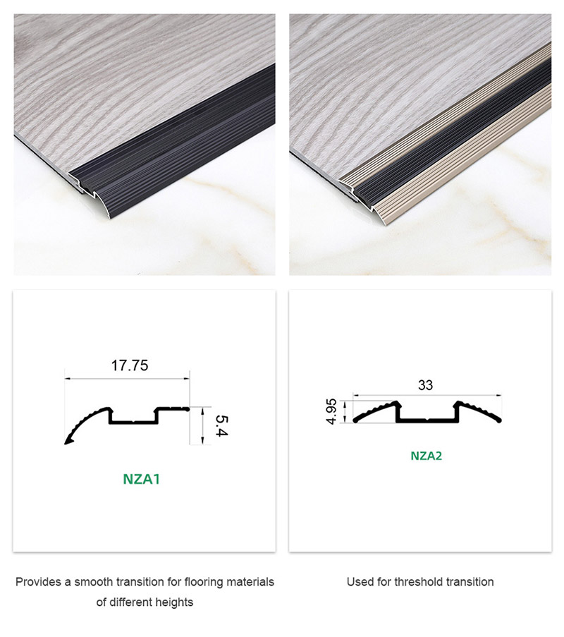  Aluminum Anti-slip Threshold Bar With Rubber Insert
