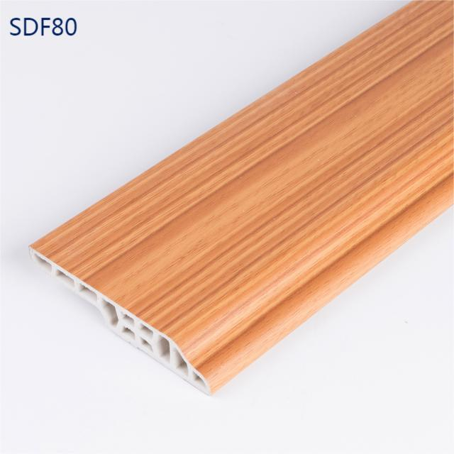 8cm Waterproof Wood Grain PVC Skirting Boards for Home Decoration-SDF80