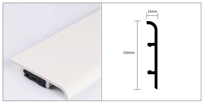 100*16mm PVC Clip-on Skirting Board