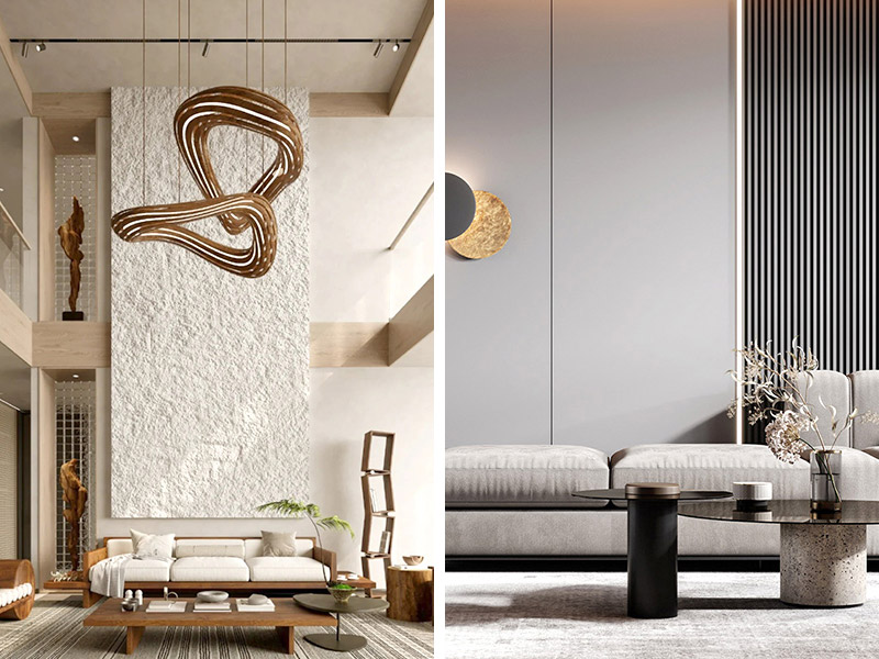 soft stone panel and a PVC wall panel