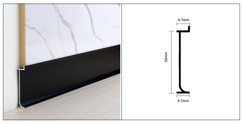 50**9.7mm Recessed Aluminium Alloy Skirting Board