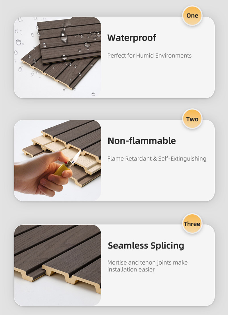 170*11mm Wood Finish PVC Fluted Wall Panels