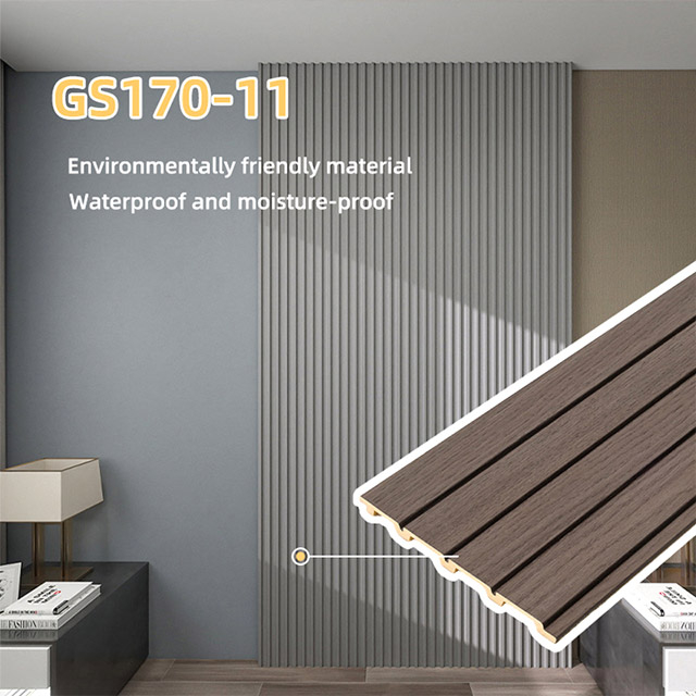 170*11mm Wood Finish PVC Fluted Wall Panels