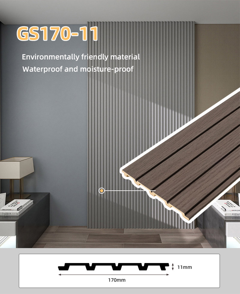 170*11mm Wood Finish PVC Fluted Wall Panels