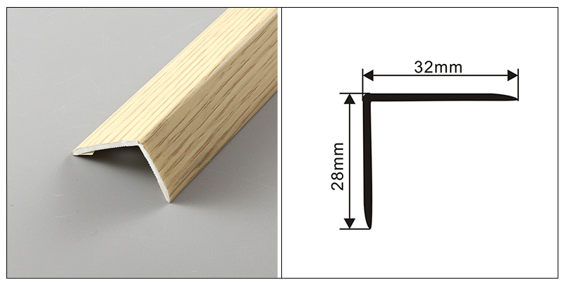 32*28mm L-shaped PVC Solid Wood Floor Corner Edging Strips