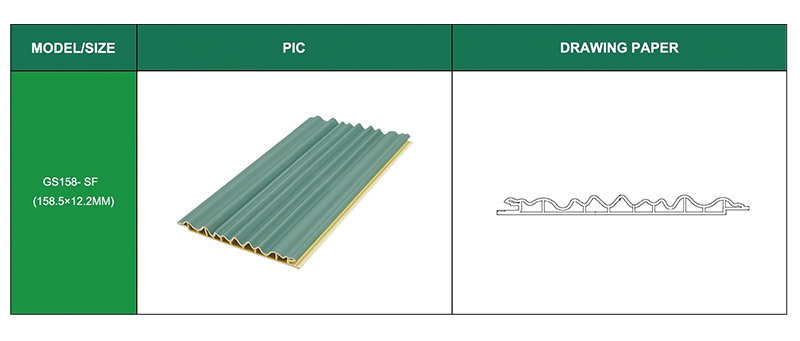 158*12mm Inner Arc Wave Shape WPC Wall Panel