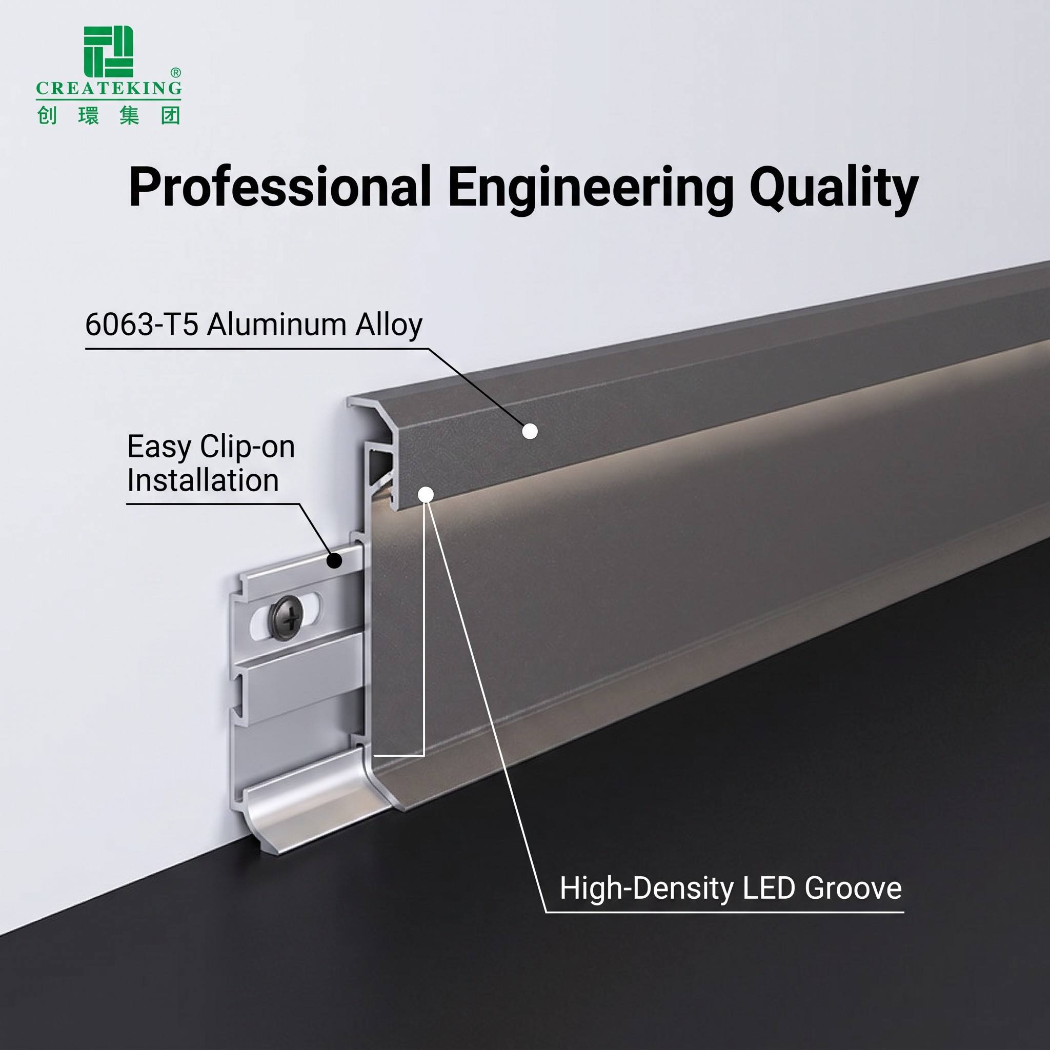 CREATEKING Modern LED Aluminum Skirting Board