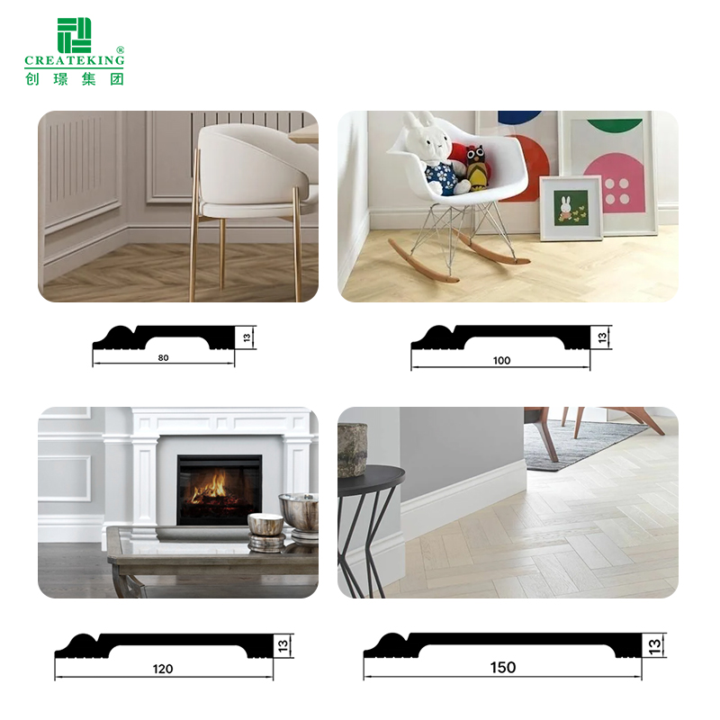 Customer project photos showing Victorian style PS skirting installed in classical European living rooms.