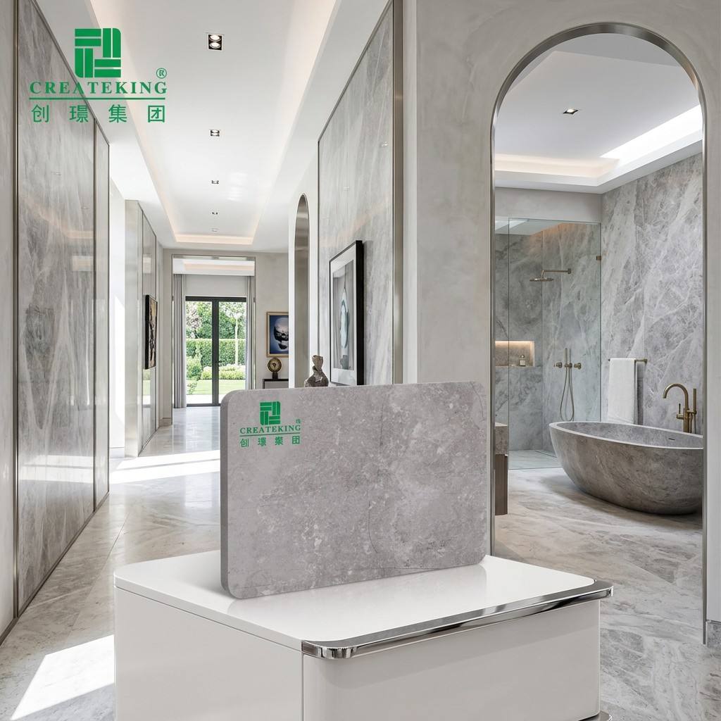 Indoor PVC Marble Sheet High Gloss Fireproof Wall Panel for Modern Living Room Decoration